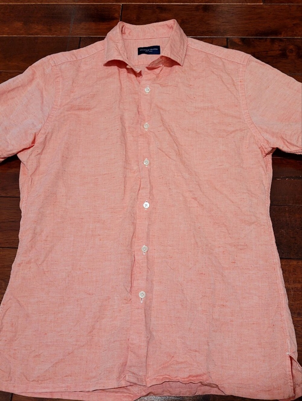 Men's Proper Cloth xs Linen Button-Down Shirt in Coral Pink